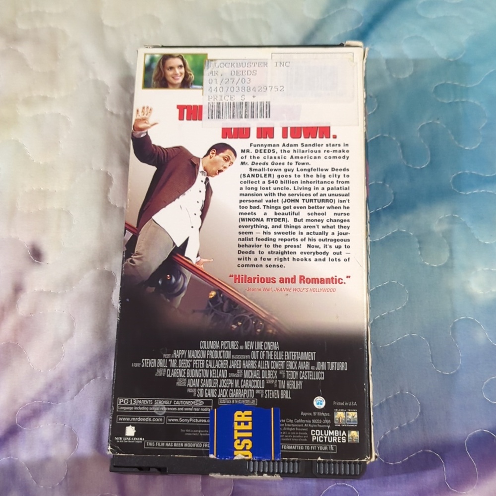 Mr. Deeds VHS Movie Cover - Adam Sandler - Blue, Tan, Black - Picture 3 of 13
